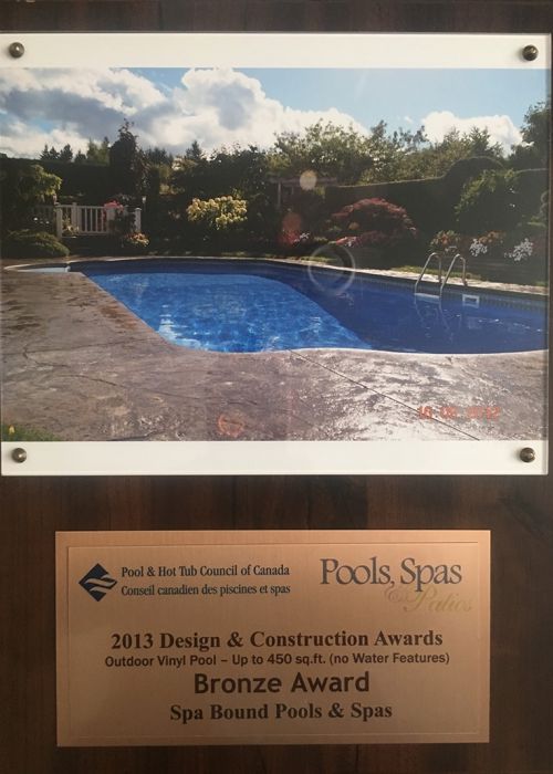 2013 Pool & Hot Tub council of Canada Design & Construction Awards (Outdoor Vinyl Pool - Up to 450 sq.ft. No Water Features) Bronze Award